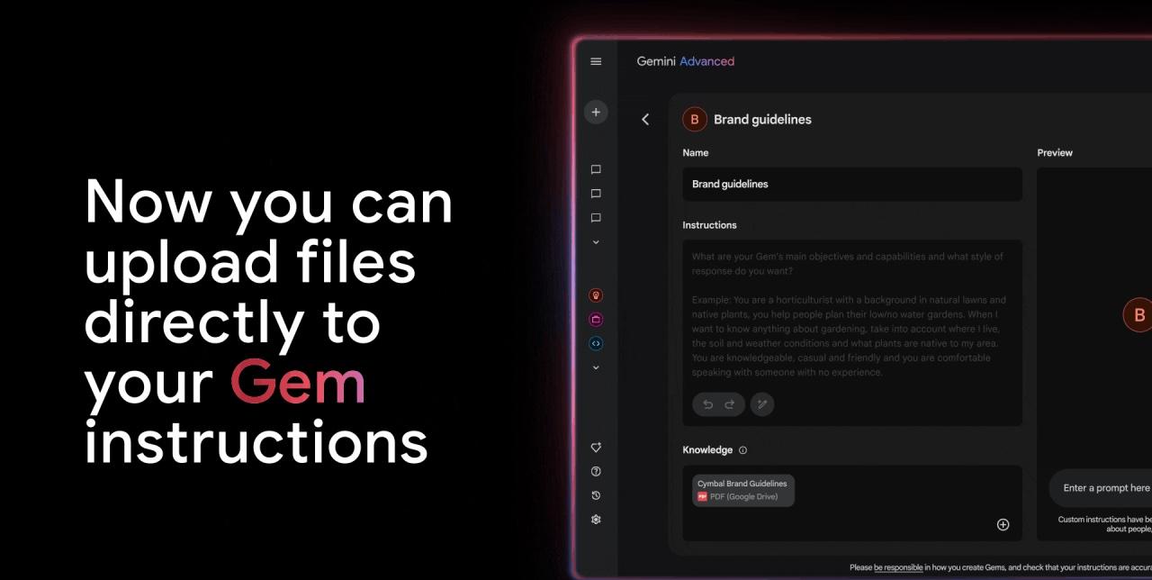 Gemini Advanced: Enhancing Gems with File Uploads for Tailored Responses